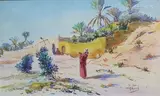 Jeune femme portant son enfant à Bou Saâda by Édouard Herzig, Aquarelle, sold Dec 2023
