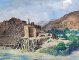 Casbah en ruine, Maroc by Gunther Loper, Gouache sur papier, sold Dec 2023