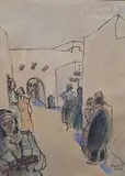 Les filles des rues de Laghouat by Charles Brouty, Aquarelle, sold Dec 2023