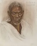Portrait de Ruhembe, Umuhutu by Marthe de Witte, 1952, Fusain et pastel sur papier, sold Dec 2023
