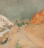 L'entrée de Bou-Saâda by Georges Scott, 1930, Aquarelle signée, sold Dec 2023