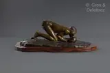 Le fumeur de dagga by Anton van Wouw, Epreuve en bronze patiné reposant sur une base en bois Long :, sold Dec 2023