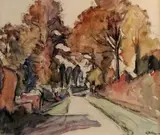 Route de campagne by Georges Delfosse, Aquarelle, sold Feb 2023