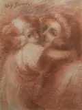 Femme et enfant by Lucien Lévy-Dhurmer, Pastel, sold Nov 2021