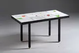 VALLAURIS by André Baud, Panneau en carreaux de céramique émaillée à décor abstrait stylisé polychrome sur fond nua, sold Nov 2021