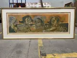 Les trois musiciens by Lucien Fontanarosa, Lithographie encadrée en couleur, sold Jul 2021