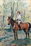 Mme Fossaert à cheval by Albert Brenet, Gouache signée en bas à droite, sold Jun 2021