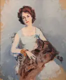 Portrait de Mme Fossaert by Albert Brenet, Gouache signée en bas à gauche, sold Jun 2021
