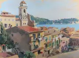 Vue de Menton ? by Albert Brenet, Gouache signée en bas à droite, sold Jun 2021