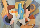 Nature morte au compotier et dés by Bela de Kristo, Gouache sur carton signée en bas à droite, sold Jun 2021