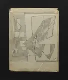 Composition by Geer van Velde, Crayon et estompe portant le cachet des initiales en bas vers la droite, sold Jun 2021