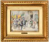 Le colonel MURAT rapporte au directoire les drapeaux prix aux autrichiens by Alphonse Lalauze, Aquarelle et gouache signée en bas à droite, sold Oct 2025