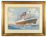 Le paquebot Colombie by Albert Sébille, Aquarelle signée en bas à droite, sold Oct 2025