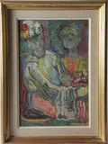 Élégante au chapeau by Suzanne Tourte, Gouache sur papier, sold Oct 2025