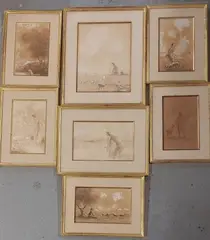 Berger et moutons, La toilette, Léda et le cygne by Ary Bitter, Crayon gouaché Le plus petit, sold Oct 2025