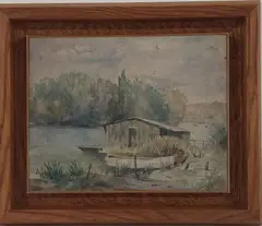 Bords de Seine à Héricy by Jules Viatte, Aquarelle signée en bas à droite, sold Oct 2025