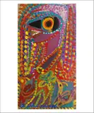 Personnage violet au bec noir et oiseaux by Anselme Boix-Vives, Gouache sur carton recto/verso, sold Jun 2018