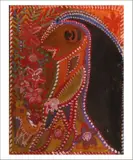 Personnage rose à la chevelure noire by Anselme Boix-Vives, Gouache sur carton, sold Jun 2018