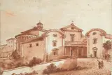 Vue de l'Oratoire de San Andrea al Celio à Rome by Victor-Jean Nicolle, Plume et encre brune, lavis bistre, sold Jun 2018