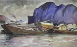 Vue d'Hongay, Tonkin 1924 by Jean Bouchaud, Aquarelle signée en bas à droite, sold Nov 2016