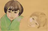 Les deux soeurs by Alix Aymé, Gouache signée en bas à gauche, sold Nov 2016