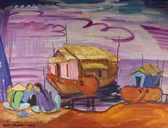Coucher de soleil au bord du Mekong by André Maire, 1957, Gouache signée et datée en bas à gauche, sold Nov 2016