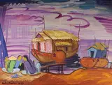 Coucher de soleil au bord du Mekong by André Maire, 1957, Gouache signée et datée en bas à gauche, sold Nov 2016