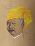 Portrait de Lu Po Yin, ministre birman by Léa Lafugie, Gouache signée en bas à droite, sold Nov 2016
