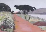 Au bord du fleuve à Bangui by Gustave Hervigo, 1954, Gouache signée et datée en bas à droite, sold Nov 2016