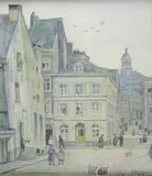 La rue Renier à Verviers by Maurice Pirenne, 1914, Pastel signé et daté en bas à droite, sold Oct 2016
