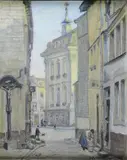 Le trou Gouvy à Verviers by Maurice Pirenne, 1911, Pastel signé et daté en bas à droite, sold Oct 2016