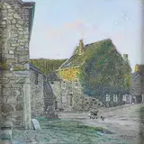 Le vieux Stembert, place Natalis by Maurice Pirenne, 1930, Pastel signé et daté en bas à droite, sold Oct 2016