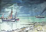 La Baie de Honfleur by L. P. Robert Lavoine, Gouache signée en bas à droite et située en bas à gauche, sold Oct 2016