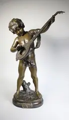 Prélude by Auguste Moreau, Epreuve en bronze à patine brun foncé nuancé, sold Oct 2016