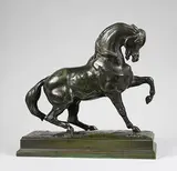 Cheval Turc antérieur gauche levé n°3 by Antoine-Louis Barye, Epreuve en bronze à patine vert nuancé, sold Oct 2016