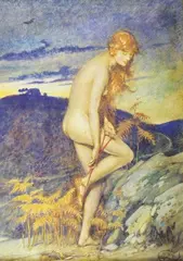 Nu aux sandales by Eleanor Fortescue-Brickdale, Aquarelle sur papier monogrammé en bas à droite, sold Jul 2016