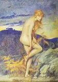 Nu aux sandales by Eleanor Fortescue-Brickdale, Aquarelle sur papier monogrammé en bas à droite, sold Jul 2016
