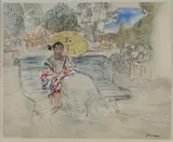 Femme à l'ombrelle by Henri Lebasque, Aquarelle signée en bas à droite, sold Jul 2016