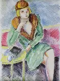Au café by Pierre Belay, 1945, Aquarelle rehaussée signée et datée en bas à gauche, sold Jul 2016
