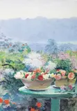 Paysage et bouquets de fleurs by Jehan Georges Vibert, Aquarelle signée en bas à gauche, sold Jul 2016