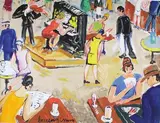 Le café concert by Lucien Génin, Gouache signée en bas à gauche, sold Jul 2016
