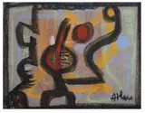 Sans titre, 1951. Graffiti ( by Jean-Michel Atlan, Pastel et technique mixte) signé en bas à droite, sold Jul 2016