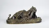 Tigre et serpent by Christophe Fratin, Epreuve en bronze à patine brun nuancé or, sold Jul 2016