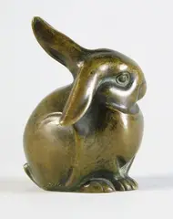 Lapin assis by Édouard-Marcel Sandoz, Epreuve en bronze à patine brun nuancé, sold Jul 2016
