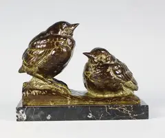 Les merlots by Henri Valette, Epreuve en bronze à patine brun nuancé, sold Jul 2016