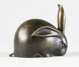 Lapin une oreille dressée by Édouard-Marcel Sandoz, Epreuve en bronze à patine brun nuancé, sold Jul 2016