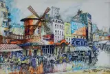 Le moulin rouge by Fran K-Will, Aquarelle et crayon signée et située «Paris» en bas à droite, sold Apr 2016