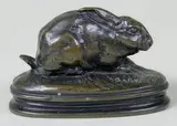 Lièvre by Antoine-Louis Barye, Epreuve en bronze à patine brun nuancé, sold Apr 2016