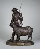 Le berger et son mouton by Isidore Bonheur, Epreuve en bronze à patine brun clair nuancé, sold Apr 2016