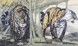 Les deux jaguars by Paul Jouve, Lithographie originale, en couleur Épreuve d'artiste sur papier japon impérial, sold Apr 2016